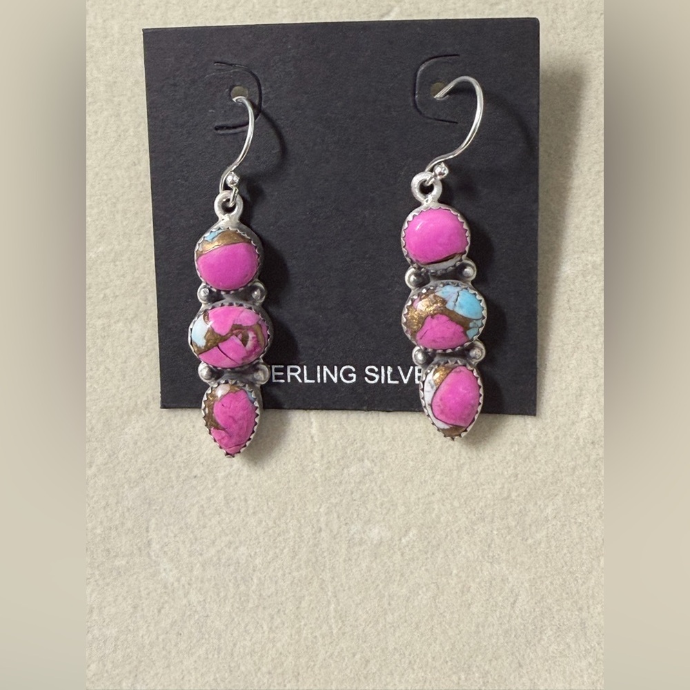 Cotton Candy & Sterling Silver Western Drop Earrings